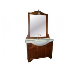 MOBILE DA BAGNO SERIE "GRAZIA 105" IN LEGNO MASSELLO E MULTISTRATO, FINITURA ARTE POVERA, CON TRE ANTE E DUE CASSETTI.